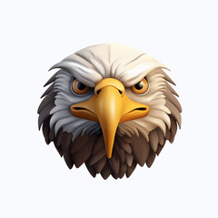 Bald eagle head 3D. Realistic bright image of a wild bird of prey. Symbol of America. The image on a white background. Vector illustration.