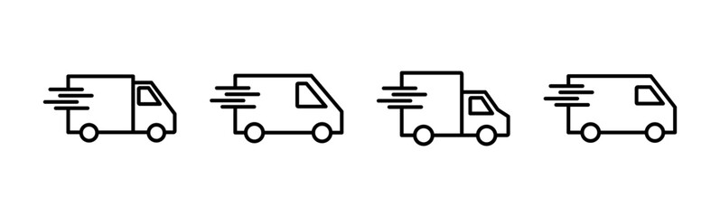 Fast shipping delivery truck icon set. Delivery truck icon. fast delivery icon