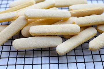 Sponge finger cookies, Italian savoiardi biscuit snack