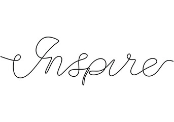 Inspire handwritten inscription. One line drawing phrase hand writing calligraphy card lettering.