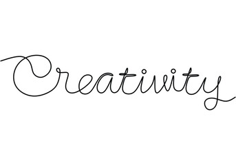 Creativity handwritten inscription. One line drawing phrase hand writing calligraphy card lettering.