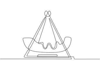 kora kora rocking boat in one single continuous line drawing style isolated on white background.