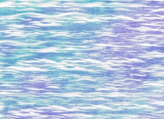 Illustration of waves with a bluish-purple atmospheric color.
