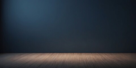 A Minimalistic Abstract Background Perfect for Product Presentation, Featuring Soft Light on a Dark Blue Wall, Adding a Touch of Elegance and Sophistication.
