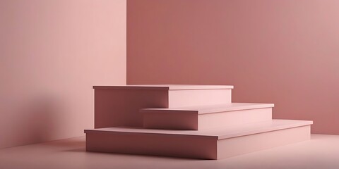 A Beautiful Light Pink Background Designed for Product Presentation, Featuring Podiums on Different Tiers, Adding Dimension and Sophistication to Your Display.
