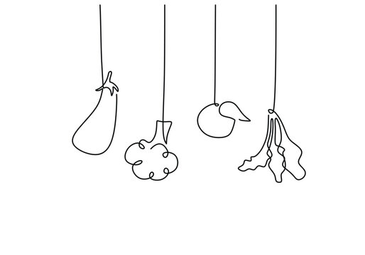 minimalist vegetables hanging black line art clip art preview
