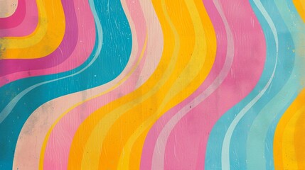 Retro background with waves of colourful stripes