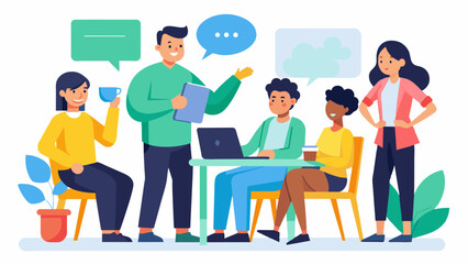 In a workshop breakout session participants are given scenarios to roleplay practicing different techniques for showing empathy and understanding in difficult situations.. Vector illustration