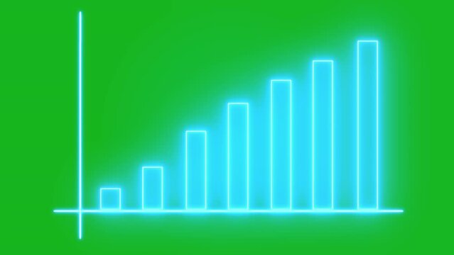 Animated business graph chart with upward trend on grid line background. Animated graph on green screen background

