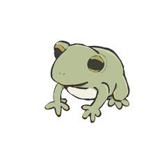 Fototapeta premium 斜めを向いたカエルのイラスト