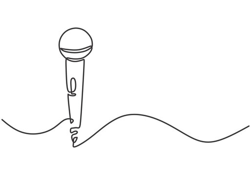 recommend clip art: Microphone in one continuous single line art drawing style isolated on white background.