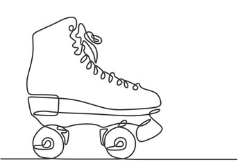 Rollerblade for skate in one continuous single line art drawing style isolated on white background.