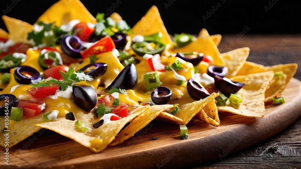 Wall mural Vibrant Textures and Flavors in a Minimalist Nacho Platter - A Feast for the Eyes and Palate - Wall murals