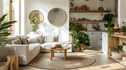 Cozy and Inviting Scandinavian Style Living Room with Natural Decor