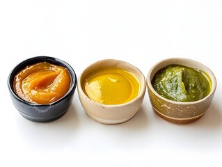 Dip Station Equipment and Homemade Condiments on White Background