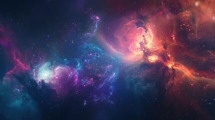 Fototapeta premium Galactic Wonders: Nebulae and Galaxies in an Abstract Space Scene