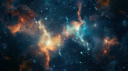Naklejka premium Galactic Wonders: Nebulae and Galaxies in an Abstract Space Scene