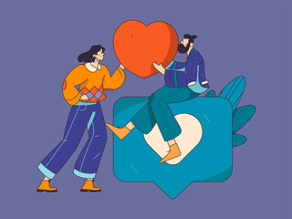 Happy Valentine's Day flat character vector concept business hand drawn illustration
