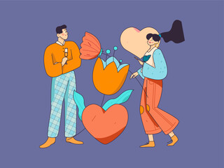 Happy Valentine's Day flat character vector concept business hand drawn illustration
