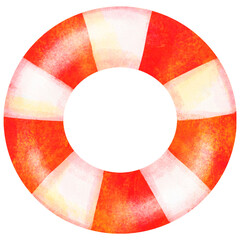 Obraz premium 赤と白の浮き輪のイラスト