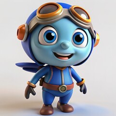 3D Render of a Friendly Glider Mascot, on isolated white background, Generative AI