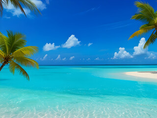 Obraz premium Resting in the sea with palm trees, paradise scenery