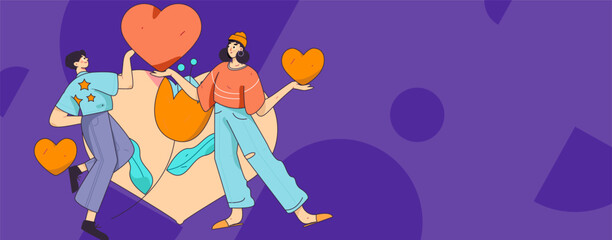 Happy Valentine's Day flat character vector concept business hand drawn illustration
