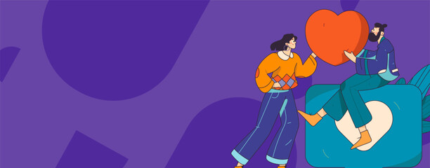 Happy Valentine's Day flat character vector concept business hand drawn illustration
