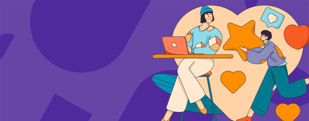 Happy Valentine's Day flat character vector concept business hand drawn illustration
