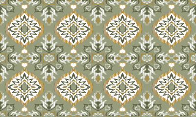 Hand draw Digital seamless pattern block print batik vector.Aztec style abstract vector illustration.  green background.great for textiles, banners, wallpapers.