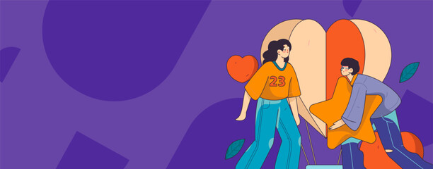 Happy Valentine's Day flat character vector concept business hand drawn illustration
