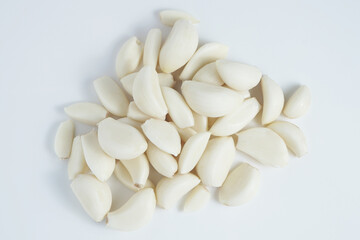 garlic from top viewclose up isolated on white background