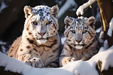 Obraz premium bobcat, fur, nature, kitten, pet, wildcat, predator, wildlife, animals, white, carnivore, snow, portrait, generative AI