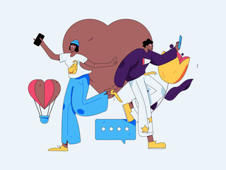 Happy Valentine's Day flat character vector concept business hand drawn illustration
