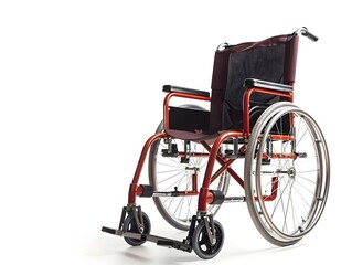Modern Red Wheelchair on White Background Symbolizing Disability Rights and Accessibility