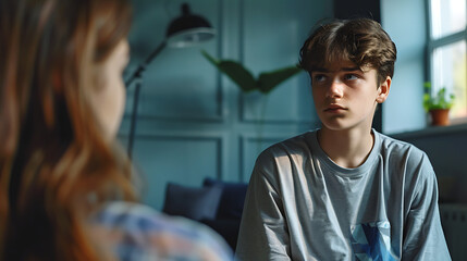 Genuine moment of a young individual participating in psychological therapy.