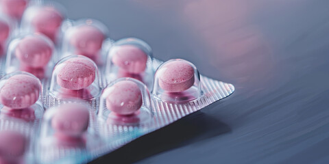close up of pills in packaging on table, generative AI