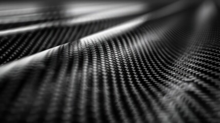 An abstract image featuring carbon fiber material, showcasing the texture and pattern of the fibers...