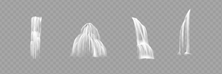 Waterfall, isolated on transparent illustration. A stream of water
