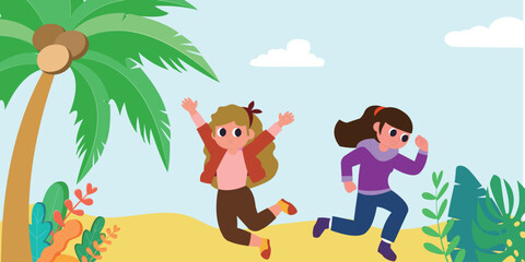 Kids Playing on the Beach