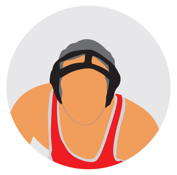 wrestler in red singlet, gray headgear clip art preview