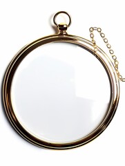Obraz premium Mock up blank vintage gold metal realistic round frame for brand, shop name on white background