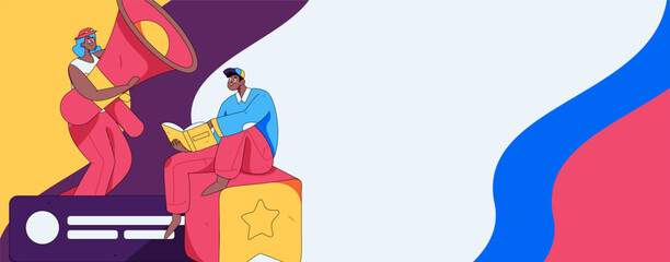 Notification announcement vector creative flat hand drawn illustration
