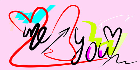  text love design and brush strokes style