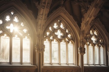 Fototapeta premium Gothic hall architecture building window.