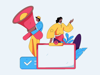 Notification announcement vector creative flat hand drawn illustration
