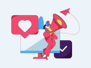 Notification announcement vector creative flat hand drawn illustration
