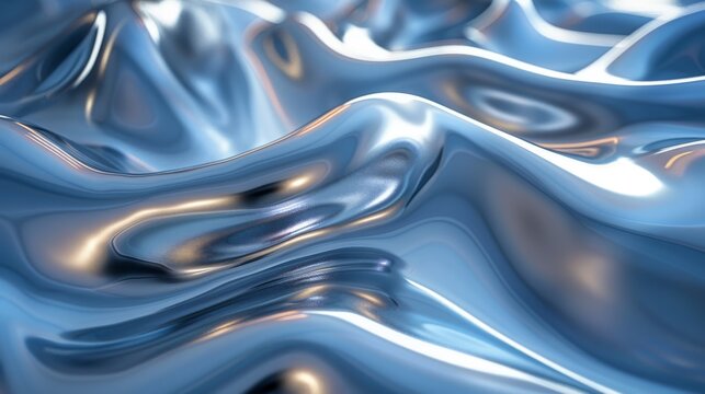 Futuristic metallic fluid animation. Subtle reflections and gradients create a mesmerizing flow, perfect for a tech or sci-fi website