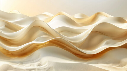 Obraz premium Abstract beige and cream wavy patterns with a smooth, serene atmosphere