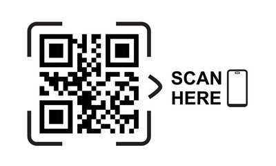 Scan here with QR code. Qr code template for mobile app